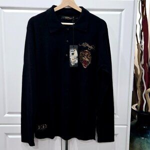 Ed Hardy Vintage Intarsia-Knit Tiger Logo Cashmere Jumper